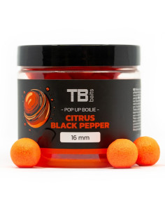 TB Baits Floating Boilie Pop-Up Citrus - Black pepper + NHDC 65 g - 12 mm плуващи топчета в дип  - Поп-ъп  - TB Baits