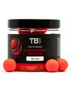 TB Baits Floating Boilie Pop-Up Strawberry Butter + NHDC 65 g - 12 mm плуващи топчета в дип  - Поп-ъп  - TB Baits